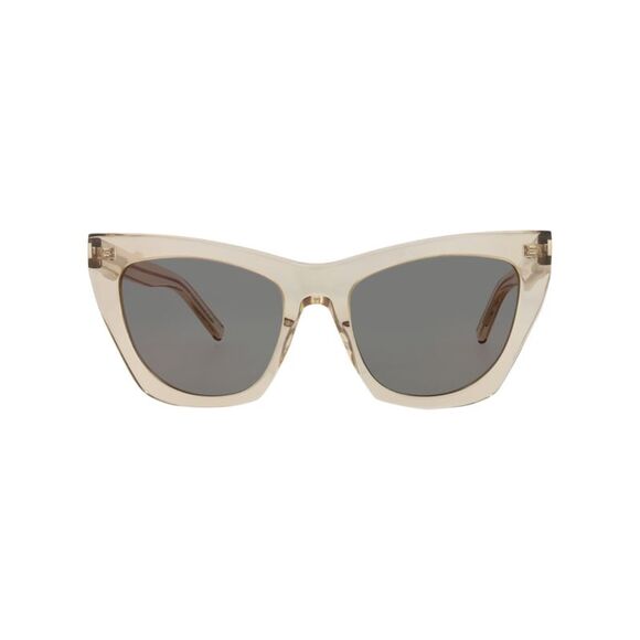 Saint Laurent Cat Eye-Frame Recycled Acetate Sunglasses Beige Womens